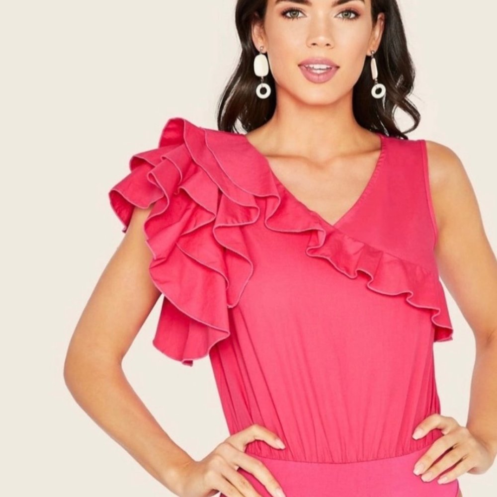 Pink Ruffle Bodysuit NWOT